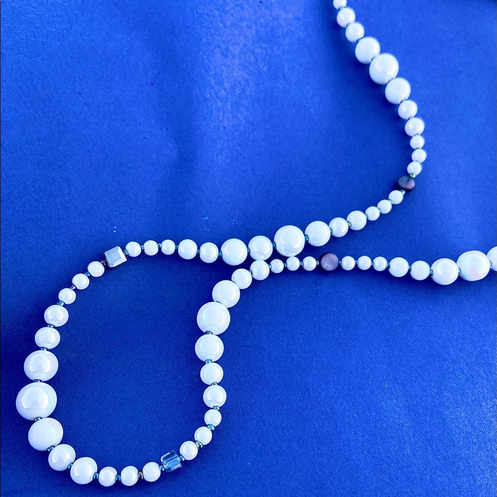 Handmade white and gray necklace